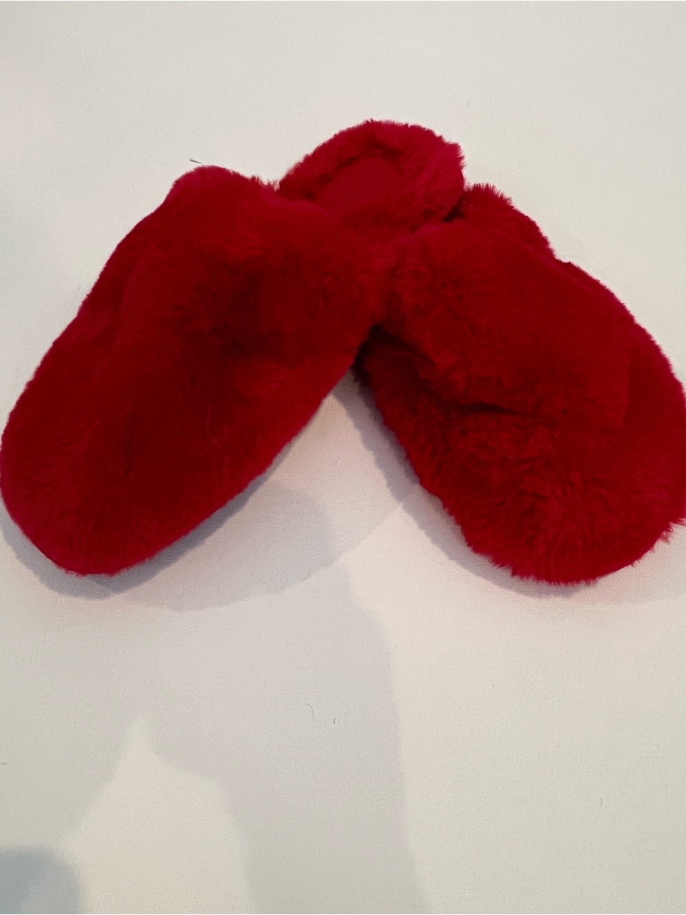 Anthropologie Red Plush Fuzzy Slippers